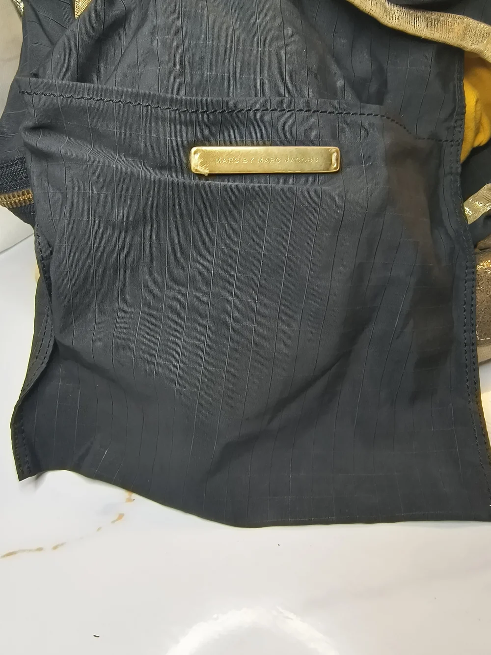 Marc Jacobs Navy Messenger Bag with Gold Trim
